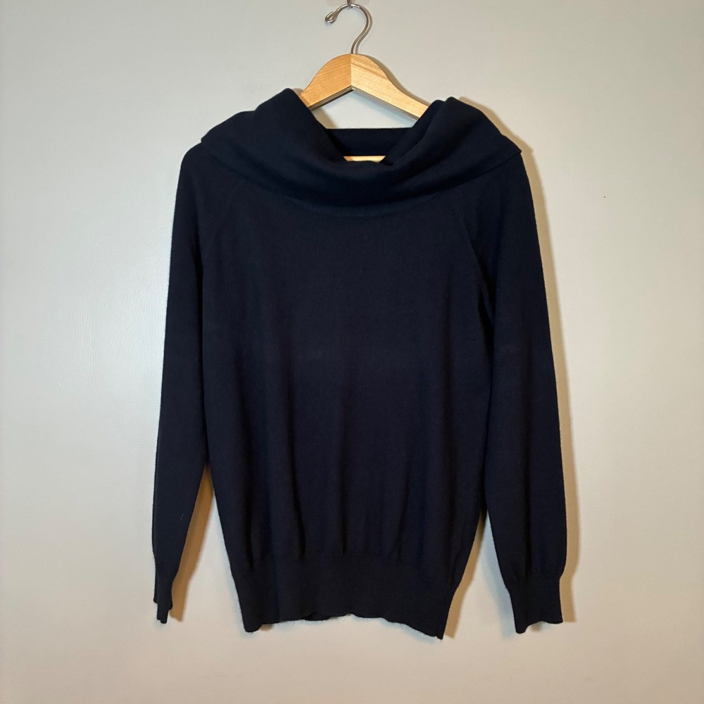 Gap Navy Blue Cowl Neck Sweater Cotton Rabbit Hair Blend Mens M